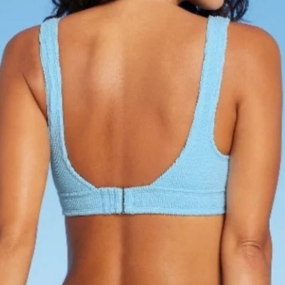 NWT TARGET XHILARATION BABY BLUE BRALETTE STYLE TEXTURED BIKINI TOP XL (12-14) - Picture 2 of 6